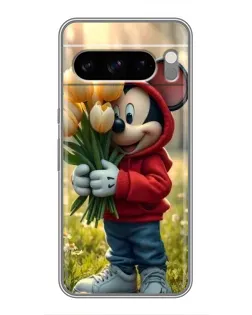 Чехол для TECNO Spark 50 с картинкой «Микки с тюльпанами»