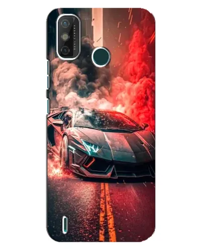 Чехол для TECNO Spark 6 GO (KE5) с картинкой «Lamborghini красный дым»