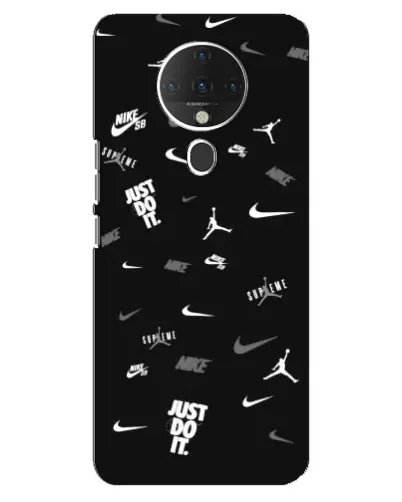 Чехол для TECNO Spark 6 с картинкой «Nike Black Pattern»