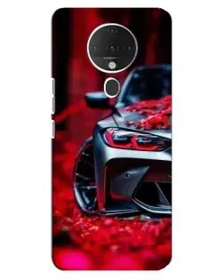 Чехол для TECNO Spark 6 с картинкой «Спортивная BMW и цветы»