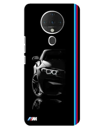 Чехол для TECNO Spark 6 с картинкой «Силуэт BMW в темноте»