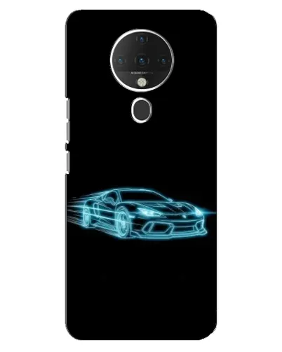 Чехол для TECNO Spark 6 с картинкой «Неоновый контур Lamborghini»