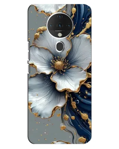 Чехол для TECNO Spark 6 с картинкой «Белый цветок и золотой флюид» Чехол для TECNO Spark 6 с картинкой «Белый цветок и золотой флюид»
