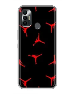 Чехол для TECNO Spark 7 (KF6n) с картинкой «Jordan Red Pattern»