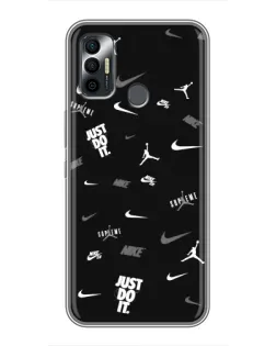 Чехол для TECNO Spark 7 (KF6n) с картинкой «Nike Black Pattern»