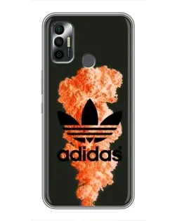 Чехол для TECNO Spark 7 (KF6n) с картинкой «Оранжевый дым Adidas»