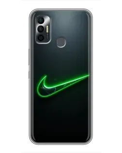 Чехол для TECNO Spark 7 (KF6n) с картинкой «Неоновый контур Nike»