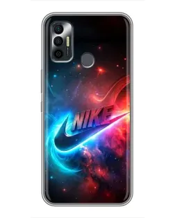 Чехол для TECNO Spark 7 (KF6n) с картинкой «Огненный логотип Nike»