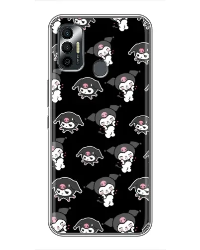 Чехол для TECNO Spark 7 (KF6n) с картинкой «Черный паттерн Kuromi»