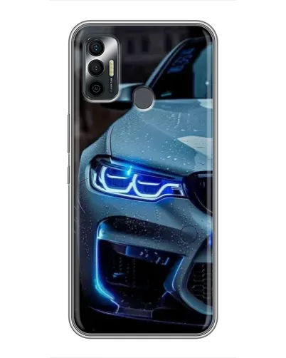 Чохол для TECNO Spark 7 (KF6n) з картинкою «Погляд BMW з синіми фарами»