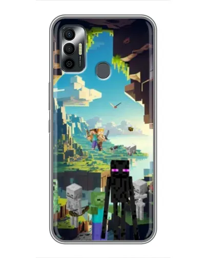 Чехол для TECNO Spark 7 (KF6n) с картинкой «Эндермен в лесу»