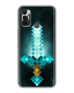 Чехол для TECNO Spark 7 (KF6n) с картинкой «Алмазный меч неон»