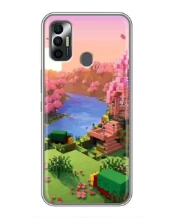 Чехол для TECNO Spark 7 (KF6n) с картинкой «Розовое дерево Minecraft»