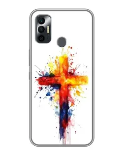 Чохол для TECNO Spark 7 (KF6n) з картинкою «Акварельний хрест»