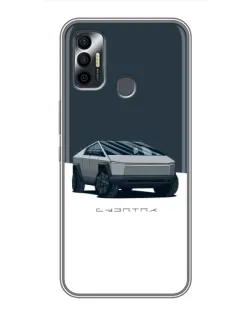 Чохол для TECNO Spark 7 (KF6n) з картинкою «Сріблястий Cybertruck Tesla»