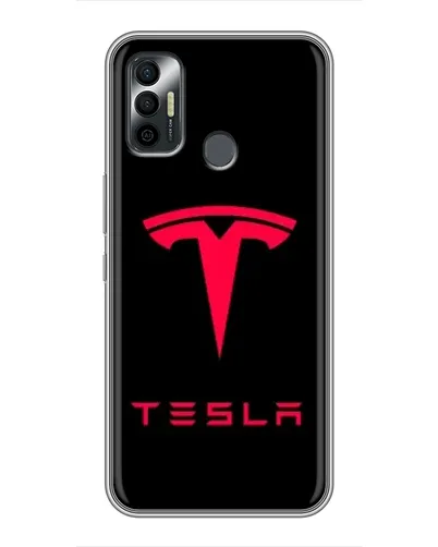 Чохол для TECNO Spark 7 (KF6n) з картинкою «Tesla Red Logo»