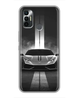 Чехол для TECNO Spark 7 (KF6n) с картинкой «Lamborghini симметрия дорог»