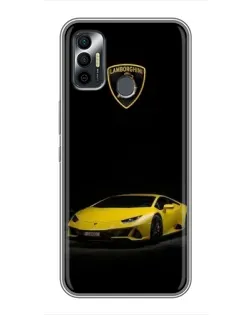 Чехол для TECNO Spark 7 (KF6n) с картинкой «Lamborghini желтый акцент»