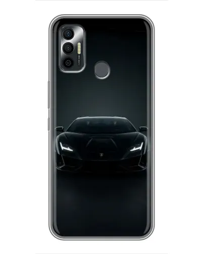 Чехол для TECNO Spark 7 (KF6n) с картинкой «Черный Lamborghini Aventador»