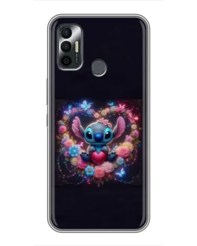 Чохол для TECNO Spark 7 (KF6n) з картинкою «Stitch у квітах»