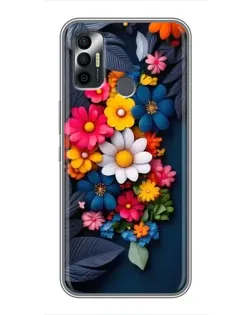 Чехол для TECNO Spark 7 (KF6n) с картинкой «Цветочная феерия»
