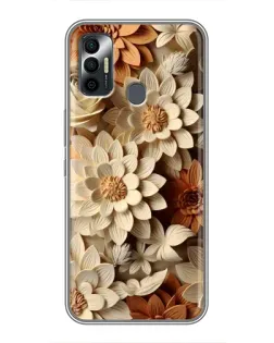 Чехол для TECNO Spark 7 (KF6n) с картинкой «Бежевый флористический декор»