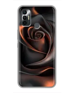 Чехол для TECNO Spark 7 (KF6n) с картинкой «Шелковая черная роза»