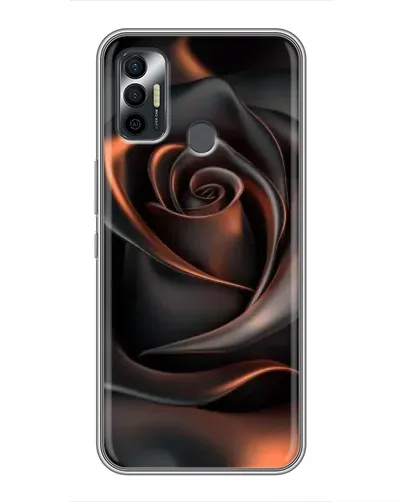 Чехол для TECNO Spark 7 (KF6n) с картинкой «Шелковая черная роза»