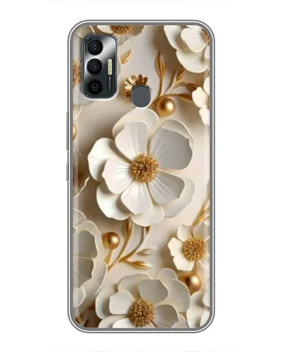 Чехол для TECNO Spark 7 (KF6n) с картинкой «Белие бумажние  цвети»