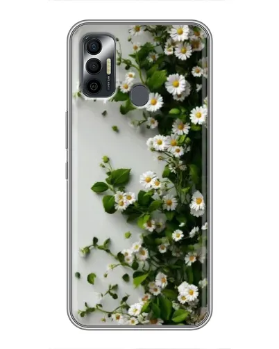 Чехол для TECNO Spark 7 (KF6n) с картинкой «Ветка мелких белых цветов»