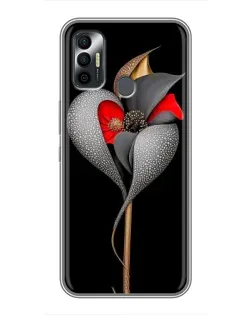 Чехол для TECNO Spark 7 (KF6n) с картинкой «Серебряный фантазийный цветок»