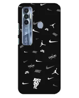 Чехол для TECNO Spark 7 Pro с картинкой «Nike Black Pattern»
