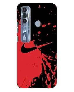 Чехол для TECNO Spark 7 Pro с картинкой «Красные брызги Nike» Чехол для TECNO Spark 7 Pro с картинкой «Красные брызги Nike»