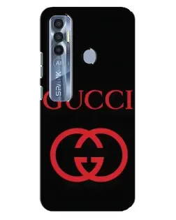 Чехол для TECNO Spark 7 Pro с картинкой «Gucci — красный логотип»