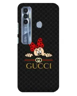 Чехол для TECNO Spark 7 Pro с картинкой «Минни Маус Gucci — черный»
