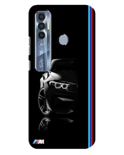 Чехол для TECNO Spark 7 Pro с картинкой «Силуэт BMW в темноте»