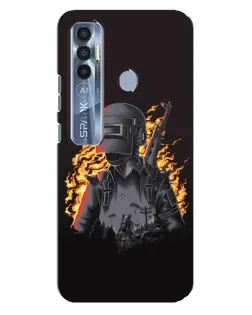 Чехол для TECNO Spark 7 Pro с картинкой «PUBG — огненный силуэт» Чехол для TECNO Spark 7 Pro с картинкой «PUBG — огненный силуэт»