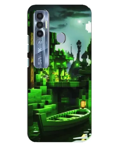 Чехол для TECNO Spark 7 Pro с картинкой «Minecraft лесной пейзаж»