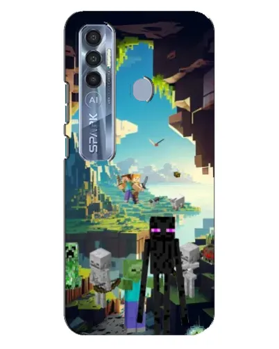 Чехол для TECNO Spark 7 Pro с картинкой «Эндермен в лесу»