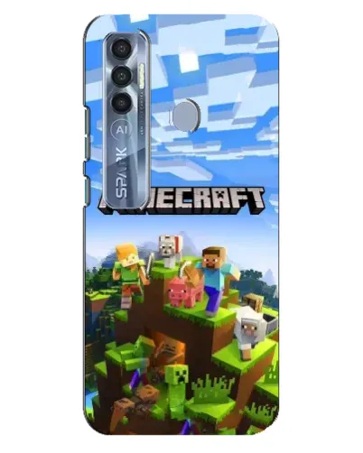 Чехол для TECNO Spark 7 Pro с картинкой «Minecraft классический мир»