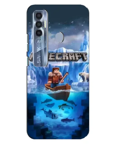 Чехол для TECNO Spark 7 Pro с картинкой «Minecraft ледяной мир»