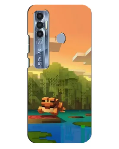 Чехол для TECNO Spark 7 Pro с картинкой «Майнкрафт закат солнца»