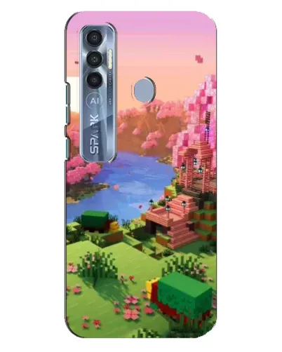 Чехол для TECNO Spark 7 Pro с картинкой «Розовое дерево Minecraft»