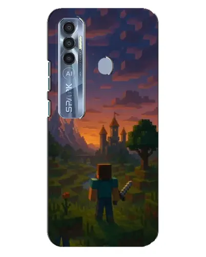 Чехол для TECNO Spark 7 Pro с картинкой «Стив у башни»