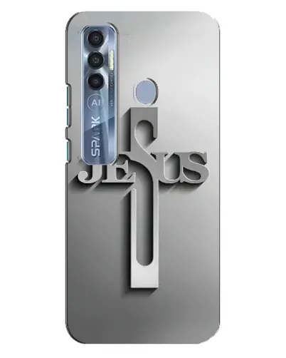 Чехол для TECNO Spark 7 Pro с картинкой «Металлический крест Jesus» Чехол для TECNO Spark 7 Pro с картинкой «Металлический крест Jesus»