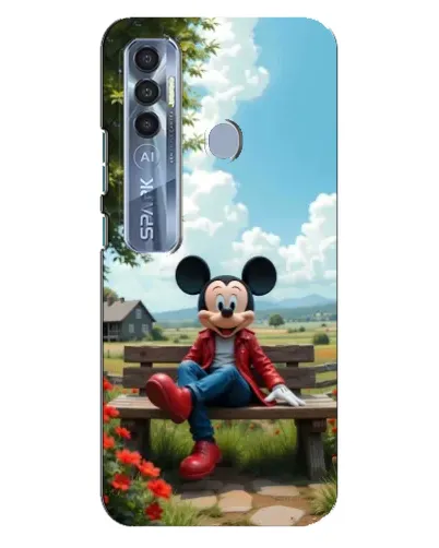 Чехол для TECNO Spark 7 Pro с картинкой «Микки на скамейке»