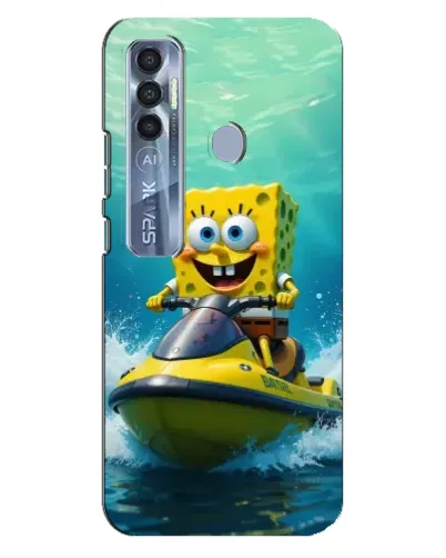Чехол для TECNO Spark 7 Pro с картинкой «Спанч Боб на гидроцикле» Чехол для TECNO Spark 7 Pro с картинкой «Спанч Боб на гидроцикле»