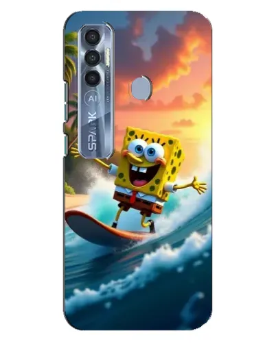 Чехол для TECNO Spark 7 Pro с картинкой «Губка Боб серфингист» Чехол для TECNO Spark 7 Pro с картинкой «Губка Боб серфингист»