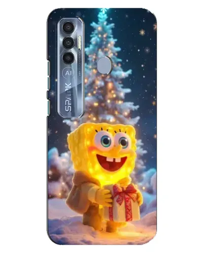 Чехол для TECNO Spark 7 Pro с картинкой «Рождественский Спанч Боб» Чехол для TECNO Spark 7 Pro с картинкой «Рождественский Спанч Боб»
