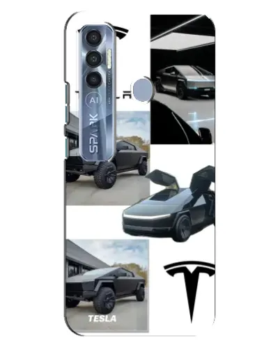 Чехол для TECNO Spark 7 Pro с картинкой «Коллаж Cybertruck Tesla» Чехол для TECNO Spark 7 Pro с картинкой «Коллаж Cybertruck Tesla»